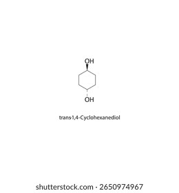 estrutura esquelética do trans-1,4-ciclo-hexanodiol. ilustração esquemática do composto diol. Diagrama simples, fórmula química.