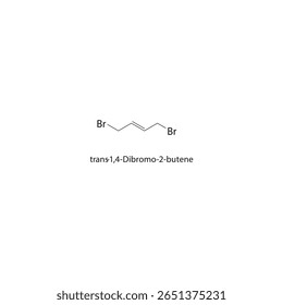 estrutura esquelética de trans-1,4-dibromo-2-buteno Ilustração esquemática do composto alquênico halogenado. Diagrama simples, fórmula química.