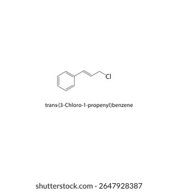 estrutura esquelética de trans-(3-Cloro-1-propenil)-benzeno Ilustração esquemática do composto de arilalqueno halogenado. Diagrama simples, fórmula química.
