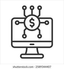 Transacting Digital Icon Vector Illustration Outline