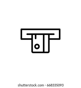 transaction, banking, insert, withdrawal, line icon black
