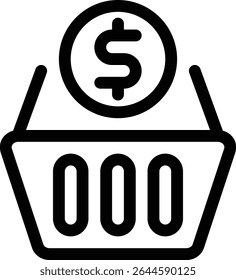 Icono de la cesta de la transacción con línea y estilo simple