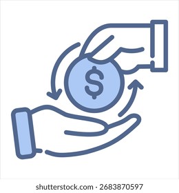 Transaction Blue Icon Vector Illustration