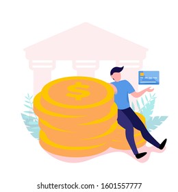 transaction concept in isometric vector design. Payment transfer or making deposit or investment. Web banner for website layout template. debit credit card