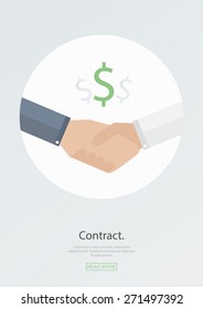 Transaction, contract, agreement. Round icon. Flat web design & website infographics business vector elements. Use for data visualization in website, brochure, flyer, magazine etc.
