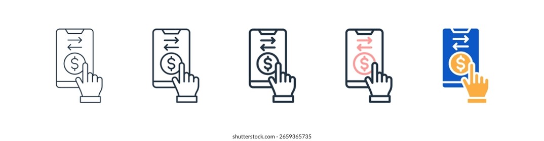 Transaction different style icons set vector illustration.