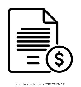 Transaction document icon. Outline style. Vector. Isolate on white background.