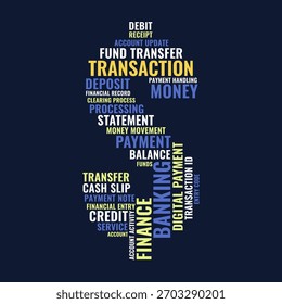 Transacción Dollar Sign Word Cloud, Términos de pago y transferencia de fondos de Financial Banking
