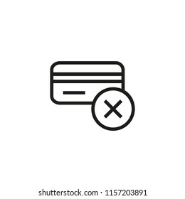 Transaction fail sign line icon. Credit card cancel, rejected payment, cashless card. Credit card concept. Vector illustration can be used for topics like banking, money, shopping