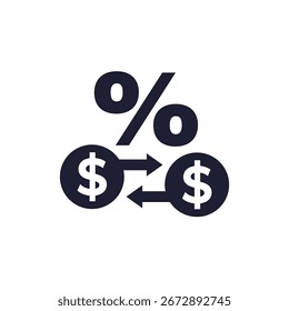 ícone de taxa de transação no branco