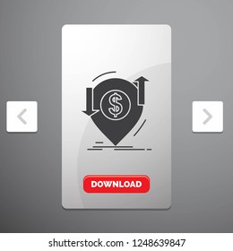 transaction, financial, money, finance, transfer Glyph Icon in Carousal Pagination Slider Design & Red Download Button