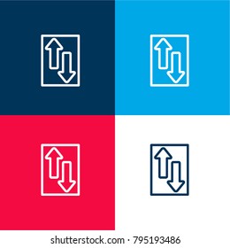 Transaction four color material and minimal icon logo set in red and blue