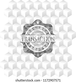 Transaction grey emblem with cube white background