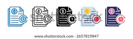 Transaction History Icon Multiple Style Set Collection.