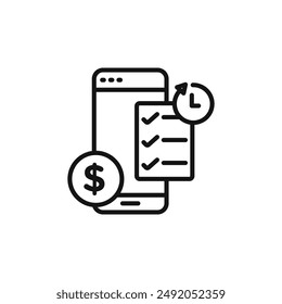 Transaction history icon outline collection in black and on white background