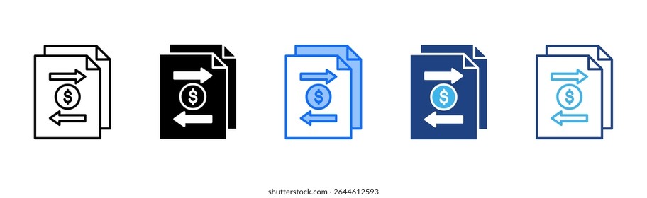 Conjunto de iconos de historial de transacciones colección de estilos múltiples