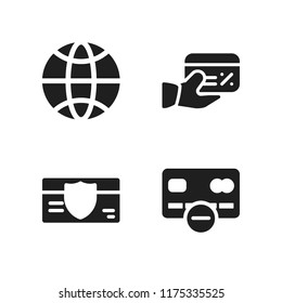transaction icon. 4 transaction vector icons set. worldwide and credit card icons for web and design about transaction theme
