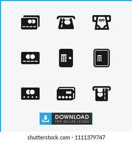 Transaction icon. collection of 9 transaction filled icons such as credit card, atm. editable transaction icons for web and mobile.