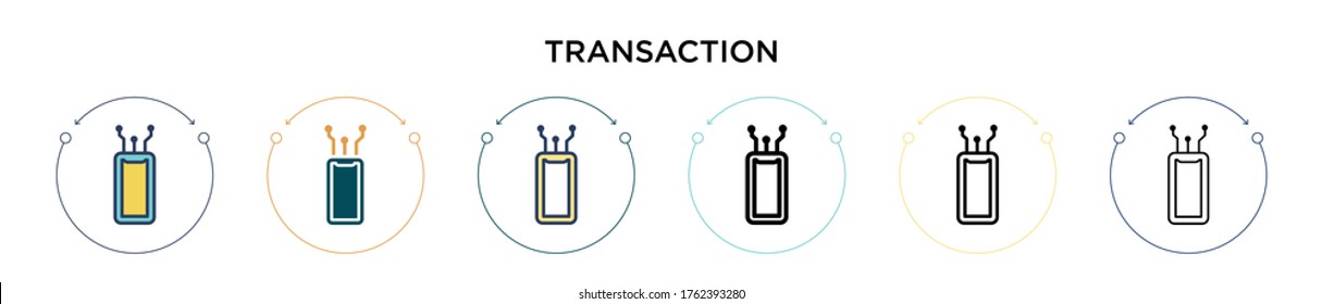 Icono de transacción en el estilo relleno, delgado, contorno y trazo. Ilustración vectorial de dos diseños de iconos vectoriales de transacciones de color y negro se pueden utilizar para móviles, ui, web