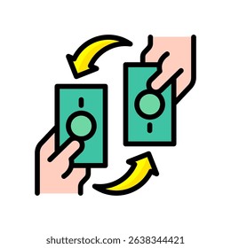 Transaction Icon Lineal Color Vector Illustration