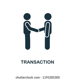Transaction icon. Monochrome style design from blockchain collection. UX and UI. Pixel perfect transaction icon. For web design, apps, software, printing usage.