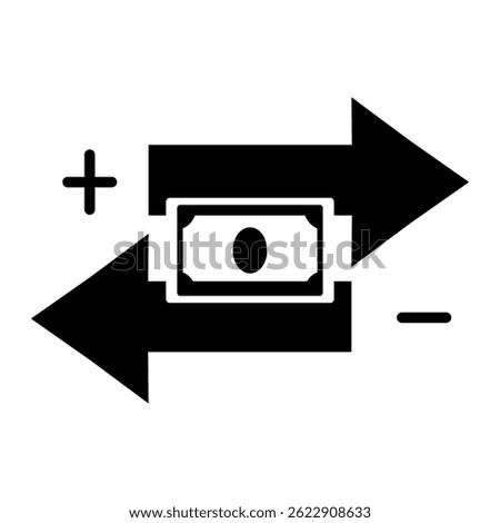Transaction icon representing money transfer or financial movement between accounts on white background