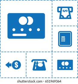 Transaction icon. set of 6 transaction filled icons such as credit card, atm, atm money withdraw