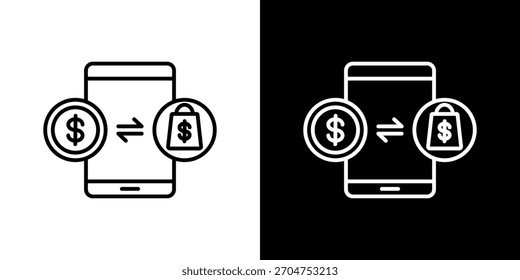 Conjunto de iconos de transacción en Ilustración vectorial de contorno en blanco y negro