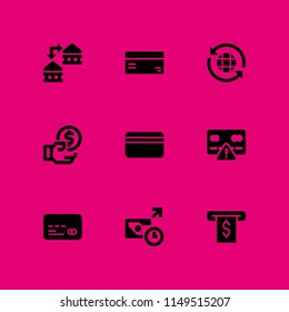 transaction icon set. transaction, credit card and atm vector icon for graphic design and web