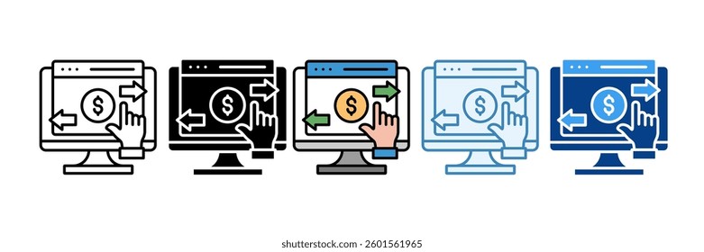 Transaction Icon Set Multiple Style Collection