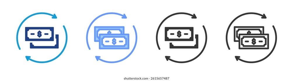 Transaction icon set multiple style collection