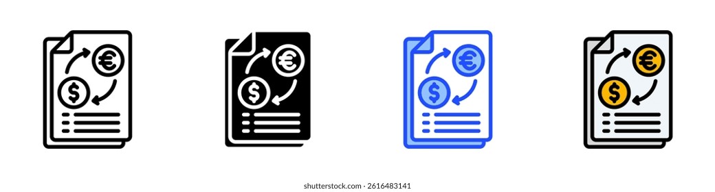 Transaction Icon Set With Multiple Style Collection
