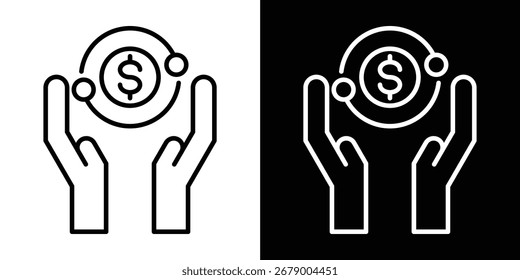 Conjunto de iconos de transacción en Ilustración vectorial de estilo en blanco y negro de contorno