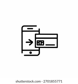 transaction icon, transfer icon, device to card transaction, card to device, credit card transfer symbol. Simple line design on white background.