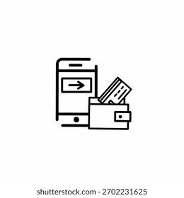 ícone de transação, ícone de transferência, transação dispositivo a cartão, dispositivo a dispositivo, símbolo de transferência de cartão de crédito. Design de linha simples em fundo branco.