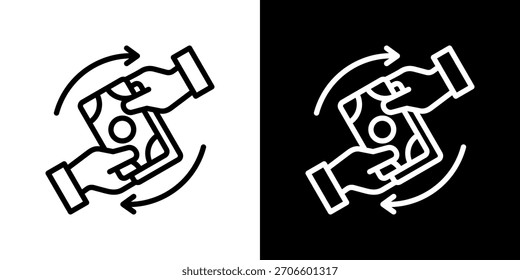 Ilustración vectorial de icono de transacción. Diseño De Línea Fresca Construido Para Una Flexibilidad Creativa En Versiones Claras Y Oscuras.