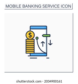 Transaction Limit Color Icon. Cash Limits For Different Operations. Prohibition Transferring Money Between Accounts. Online Mobile Banking Service Concept. Isolated Vector Illustration