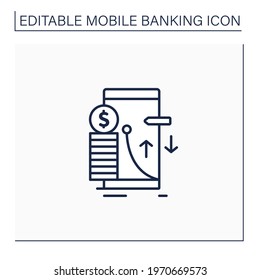 Transaction Limit Line Icon. Cash Limits For Different Operations. Prohibition Transferring Money Between Accounts. Online Mobile Banking Service Concept. Isolated Vector Illustration.Editable Stroke