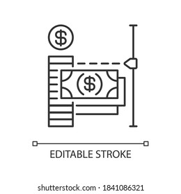 Transaction limit linear icon. Limit for online payment. Maximum amount of money loan. Thin line customizable illustration. Contour symbol. Vector isolated outline drawing. Editable stroke