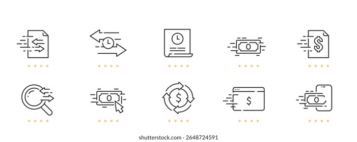 Transaction line icons. Editable stroke