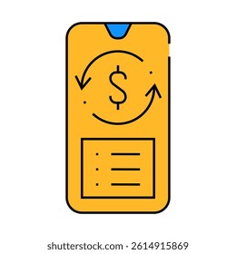 transaction in mobile phone app line icon vector. transaction in mobile phone app sign. isolated symbol illustration