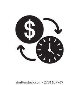 Silueta de tiempo de espera de transacción de pago retrasado, Estado de procesamiento, ícono de período de espera financiero