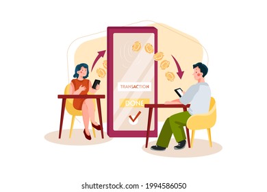 Transaktionskonzept pro Sekunden Illustration Flache Illustration einzeln auf weißem Hintergrund.