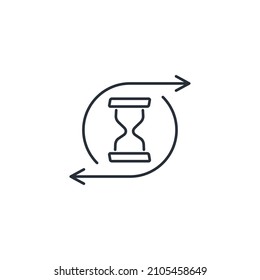 Transaction process time. Vector linear icon isolated on white background