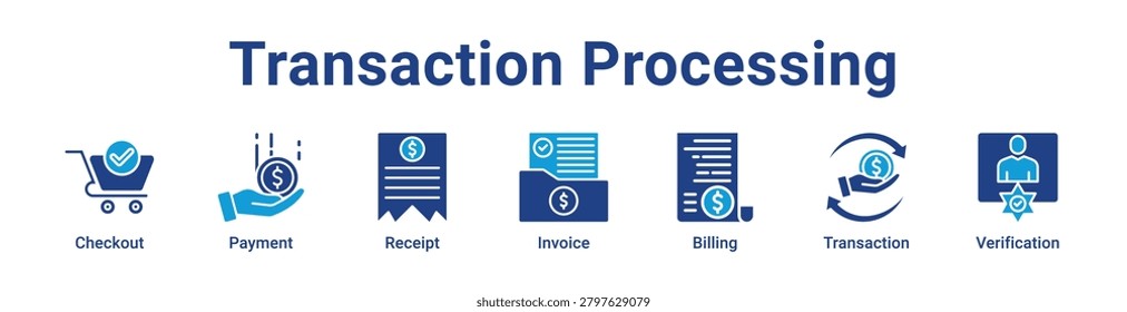 Transaction Processing web icon banner and collection