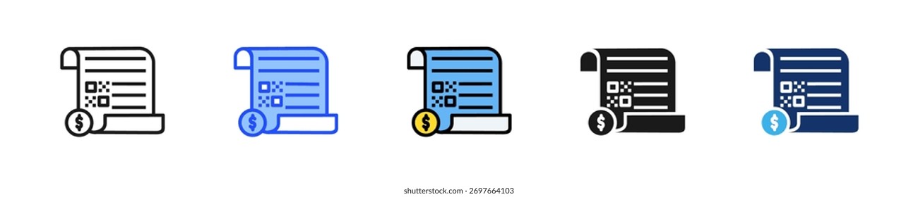 Transaction Receipt Icon Collection With Multiple Styles