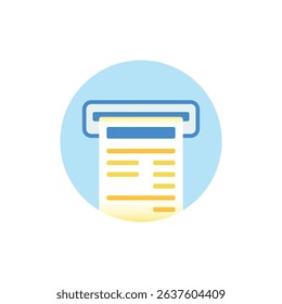 Transaction receipt illustration concept. Proof of payment paper comes out of the machine. Icon idea for trading business, bank app, user interface, payment receipt, ticket.