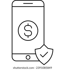 Transaction security, Money, finance, banking outline icon. Money line icon, vector illustration