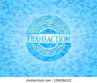 Transaction sky blue emblem with mosaic background