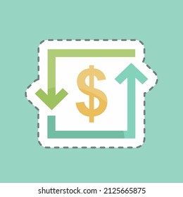 Transaction Sticker in trendy line cut isolated on blue background